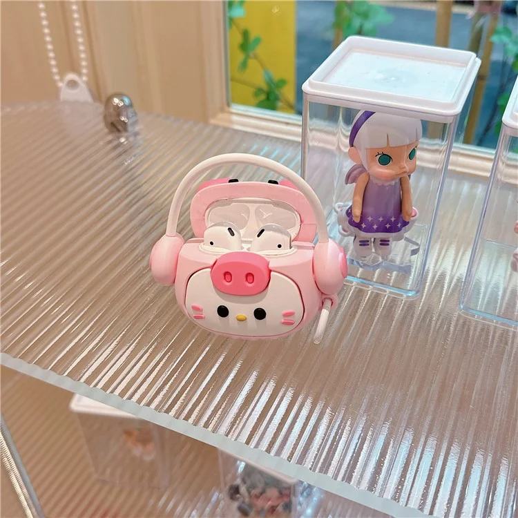 Pour Apple AirPods avec boîtier de charge (2019) (2016) / AirPods avec boîtier de charge sans fil (2019) Cartoon Kitty Silicone Case