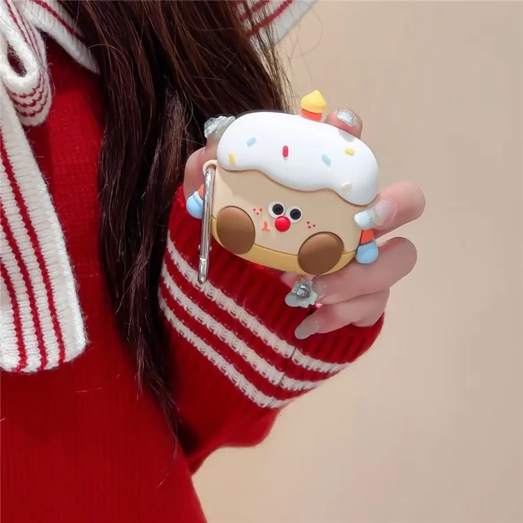 Для Apple AirPods с зарядным футляром (2019) (2016) / AirPods с беспроводным зарядным футляром (2019) Мультяшный торт Силиконовый чехол с пряжкой
