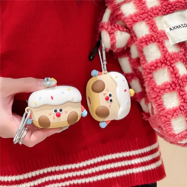 Для Apple AirPods с зарядным футляром (2019) (2016) / AirPods с беспроводным зарядным футляром (2019) Мультяшный торт Силиконовый чехол с пряжкой