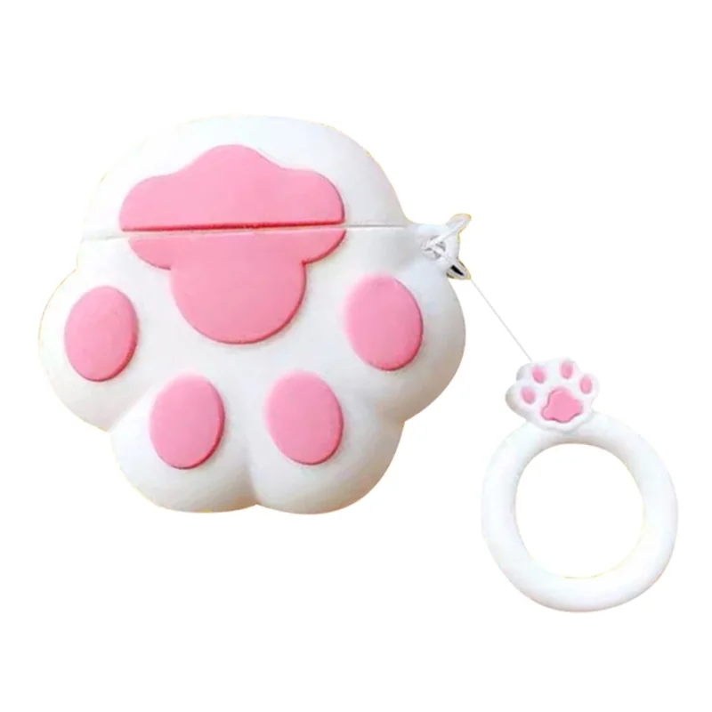 For Apple AirPods 3 Cute Cartoon Silicone Case Bluetooth-compatible Earphone Protection Cover - White Cat Paw