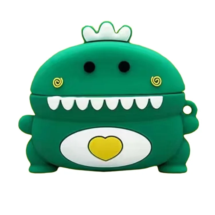 Для Apple AirPods 3 Cartoon Design Silicone Sleeve Bluetooth Earphone Anti-Scratch Cover - Green Dinosaur