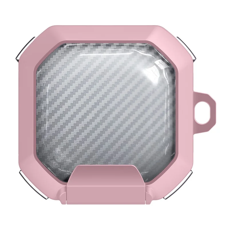 Para Samsung Galaxy Buds Live / Buds2 / Buds Pro / Buds Pro 2 / Buds FE Estojo de Fone de Ouvido Capa PC+TPU com Suporte - Rosa Transparente