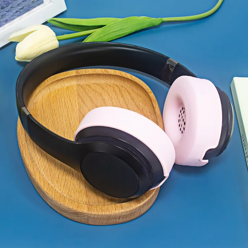1 Pair Earpad Silicone Case for Beats Solo 4 On-Ear Headphone Cushion Protective Cover - Pink