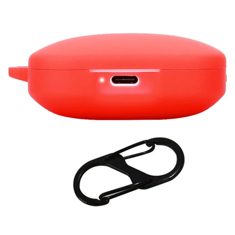 Para Xiaomi Redmi Buds 6S Silicone Case Bluetooth Earphone Cover with Hanging Buckle - Red