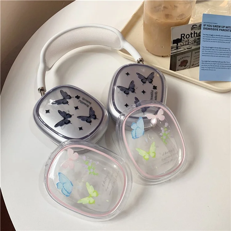1Pair Protective Case for AirPods Max with USB-C / Max Headphone Drop-Resistance TPU Sleeve - Colorful Butterfly
