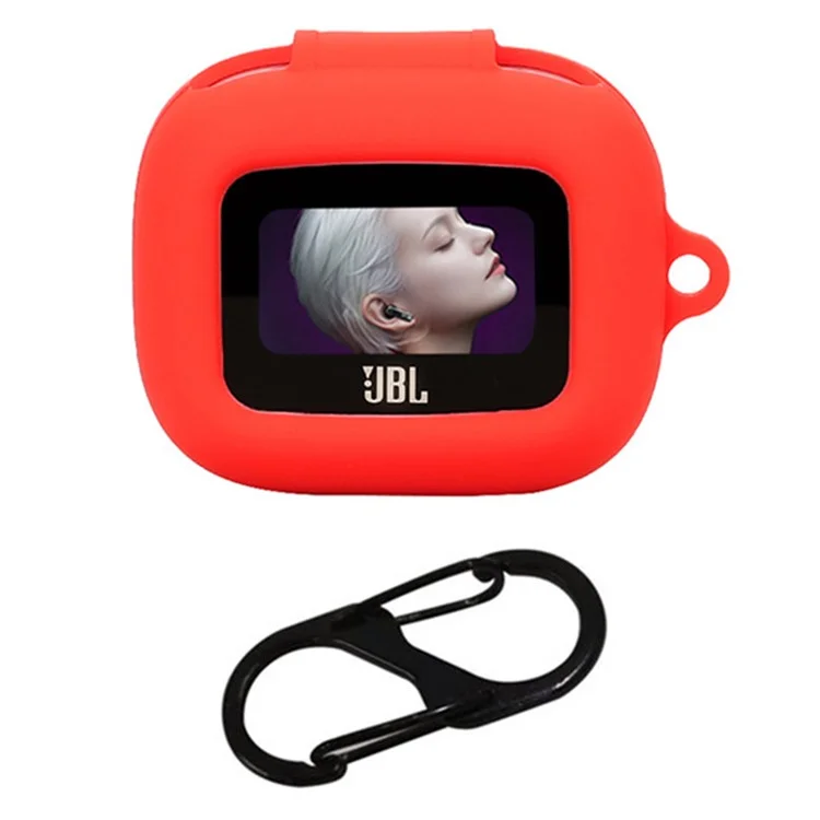 Para JBL Live Flex 3 Capa Antiimpacto de Silicone de Fone de Ouvido com Fivela Pendente - Vermelho