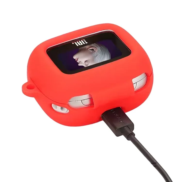 Para JBL Live Flex 3 Capa Antiimpacto de Silicone de Fone de Ouvido com Fivela Pendente - Vermelho