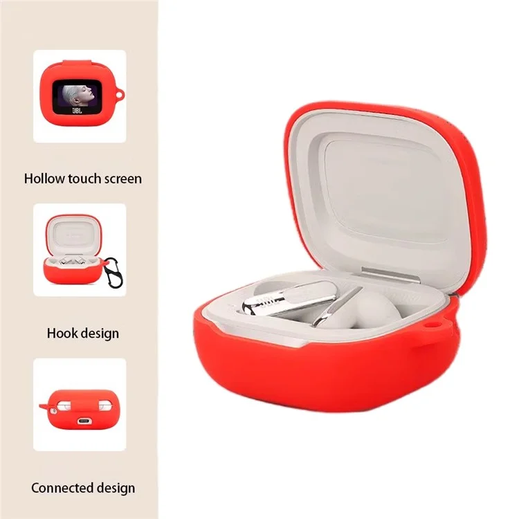 Para JBL Live Flex 3 Capa Antiimpacto de Silicone de Fone de Ouvido com Fivela Pendente - Vermelho