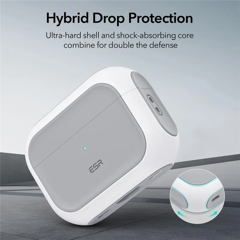 ESR Orbit Hybrid Series Magnetic Case for Apple AirPods Pro  /  Pro 2 Headset Protective Cover with Strap - White