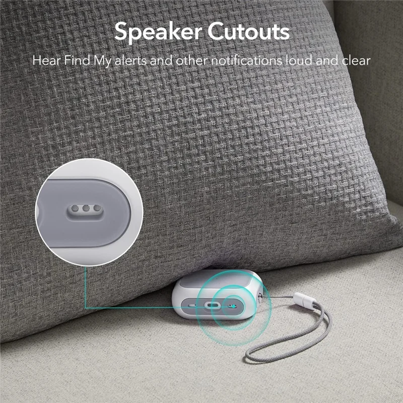 ESR Orbit Hybrid Series Magnetic Case for Apple AirPods Pro  /  Pro 2 Headset Protective Cover with Strap - White