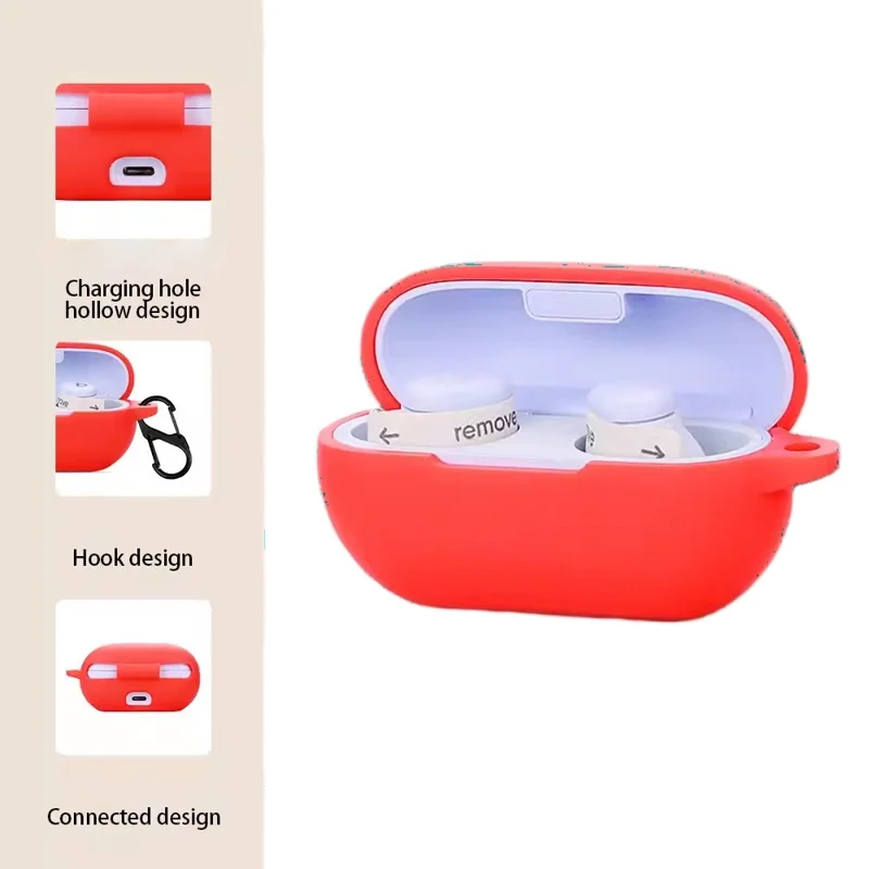 Für Beats Solo Buds Kopfhörer-Etui Anti-Staub-Silikonhülle mit Schnalle - Lila