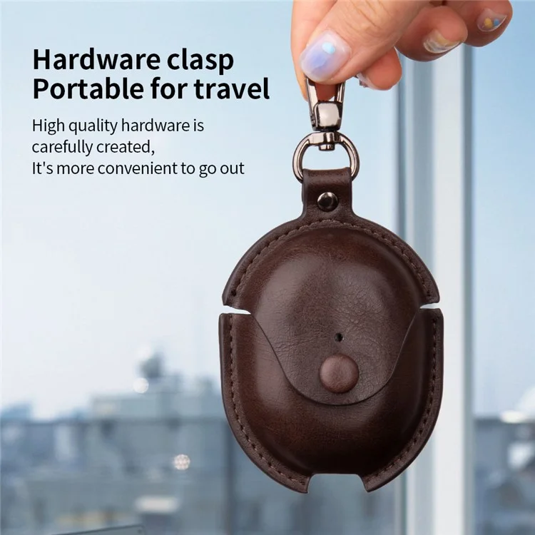For Xiaomi Redmi Buds 4 Earphone Case PU Leather+PC Bluetooth-compatible Earbud Protective Cover - Dark Brown