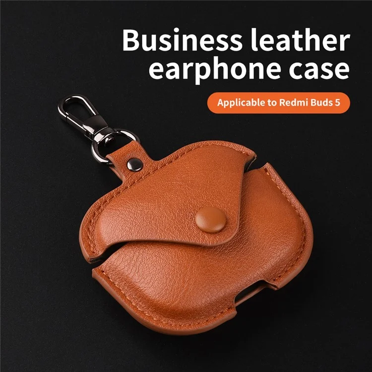 For Xiaomi Redmi Buds 5 Earphone Case PU Leather+PC Bluetooth-compatible Earbud Protective Cover - Red