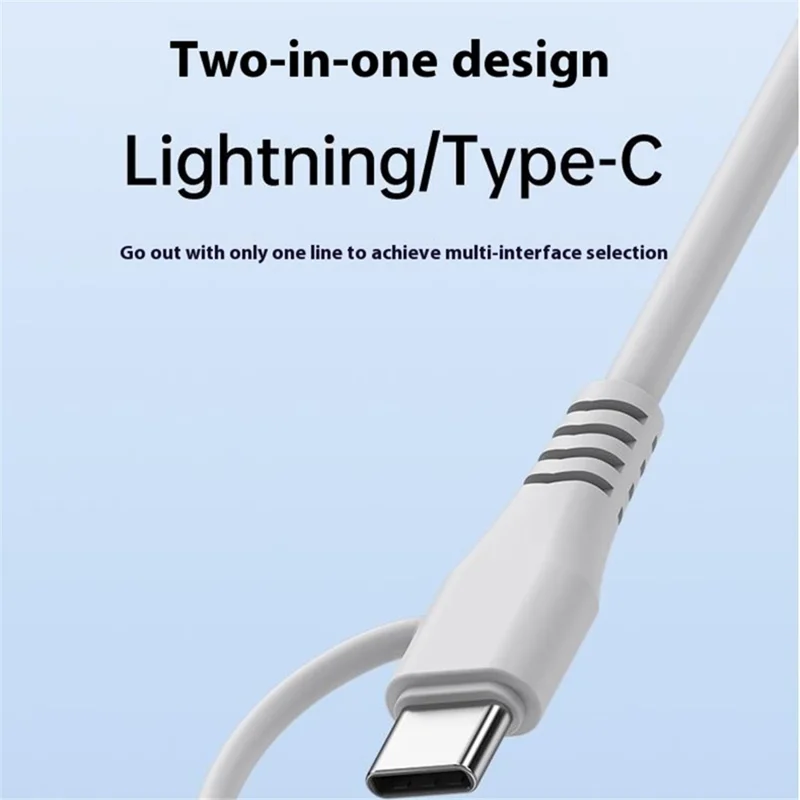Type-C / 8-Pin Male to 3.5mm Female 2-in-1  Audio Cable Digital Chip Headphone Connection Adapter Cable - White