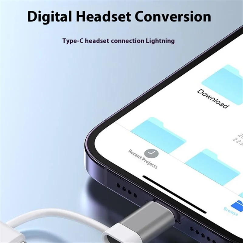Type-C / 8-Pin Male to 3.5mm Female 2-in-1  Audio Cable Digital Chip Headphone Connection Adapter Cable - White
