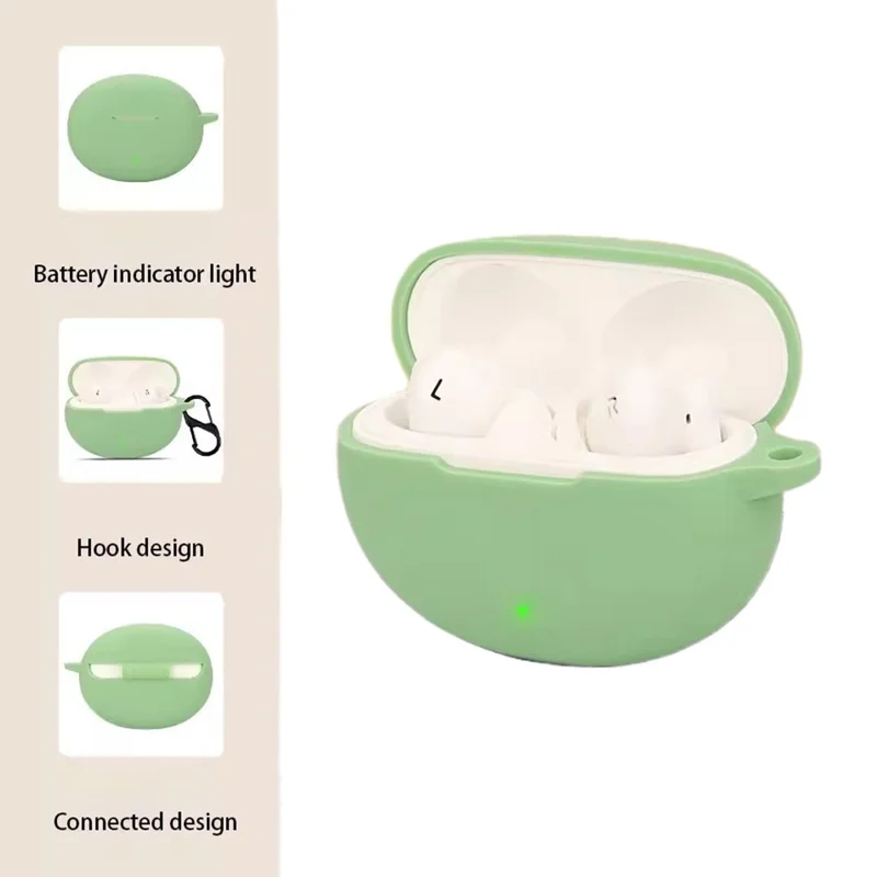 For OnePlus Nord Buds 3 Pro Case Soft Silicone Shockproof Earphone Sleeve Cover with Buckle - Grey