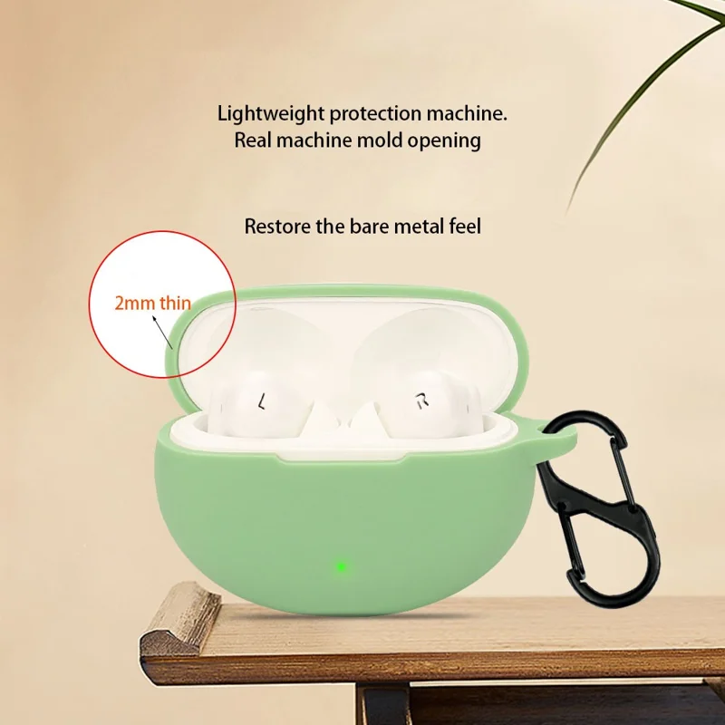 For OnePlus Nord Buds 3 Pro Case Soft Silicone Shockproof Earphone Sleeve Cover with Buckle - Grey