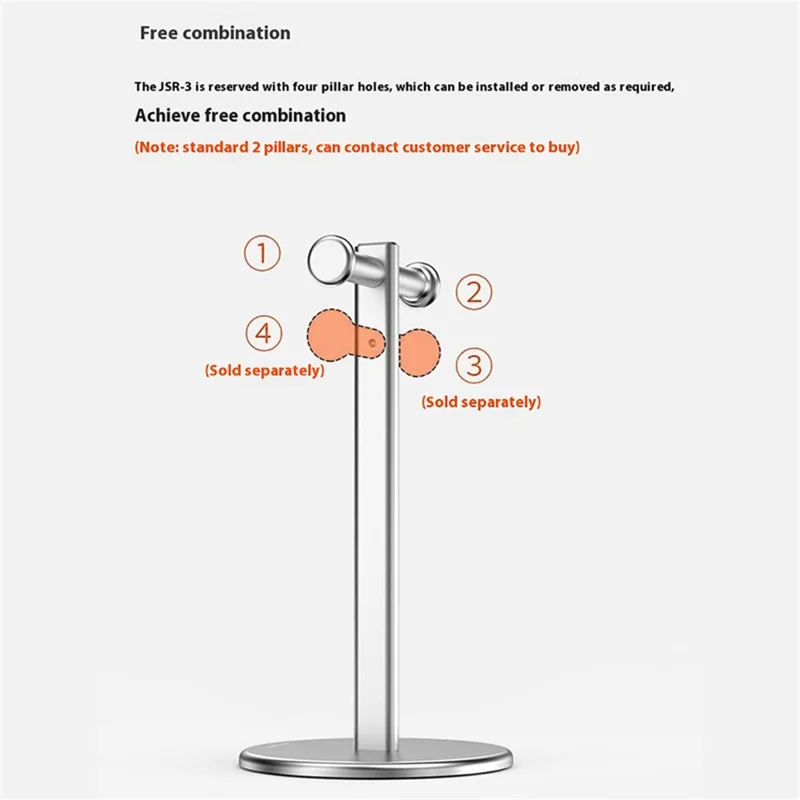 JIUSHARK JSR-3 Soporte de Escritorio para Auriculares Sencillo de Aleación de Aluminio, Soporte Dual para Auriculares de Juego - Plata
