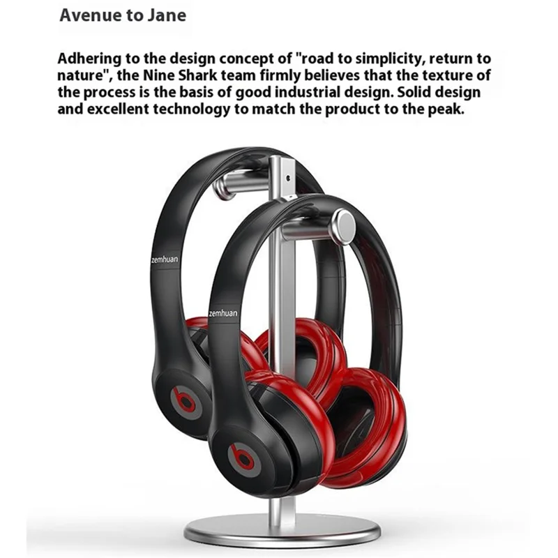JIUSHARK JSR-3 Headphone Desktop Stand Simple Aluminum Alloy Dual Gaming Headset Holder Rack - Black