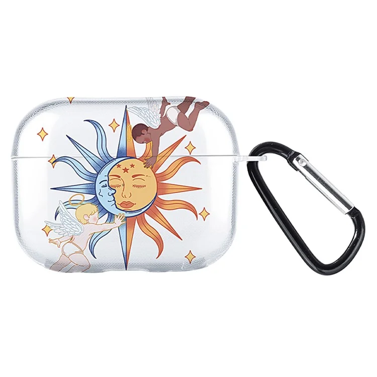 Für AirPods Pro 2 TPU-Gehäuse mit Musteraufdruck Bluetooth-Headset-Ladegehäuse-Cover - Sun Angel / Transparent