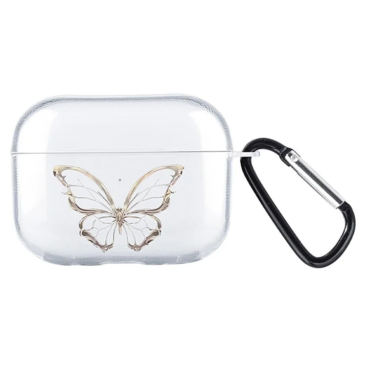 Para AirPods Pro 2 Funda de TPU con Estampado de Patrón Estuche de Carga Bluetooth para Auriculares - Mariposa Hueca / Transparente