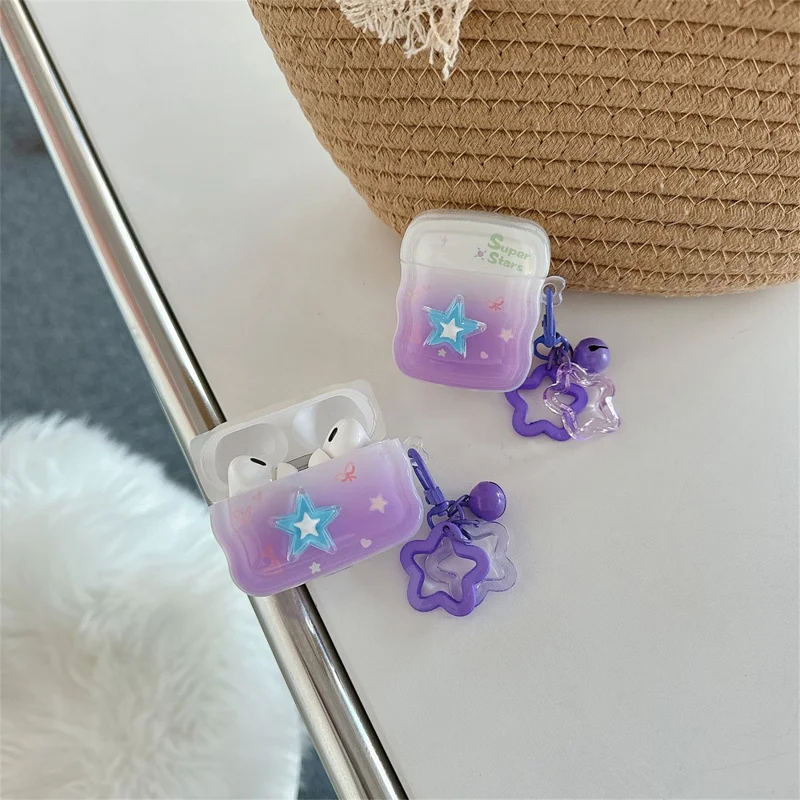 Para Apple AirPods Pro 2 / AirPods Pro Bluetooth Earphones Cover Star Design TPU Case com Pendente