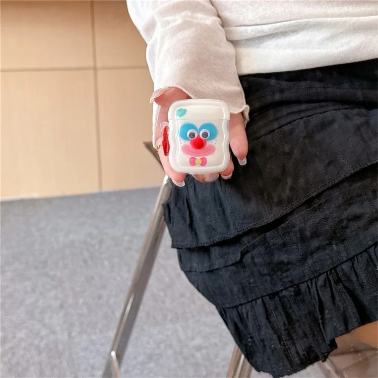 Pour le boîtier de recharge sans fil AirPods d'Apple (2019) / AirPods avec boîtier de recharge (2019) / (2016) Étui TPU coloré de clown avec boucle annulaire