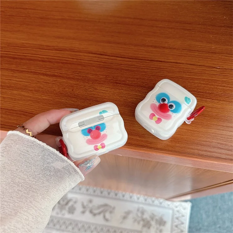 Pour le boîtier de recharge sans fil AirPods d'Apple (2019) / AirPods avec boîtier de recharge (2019) / (2016) Étui TPU coloré de clown avec boucle annulaire
