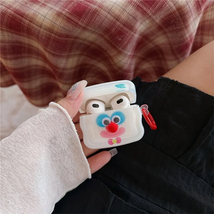 Para funda de auriculares Bluetooth AirPods 3 de Apple, funda de TPU con dibujo de payaso colorido y hebilla de anillo