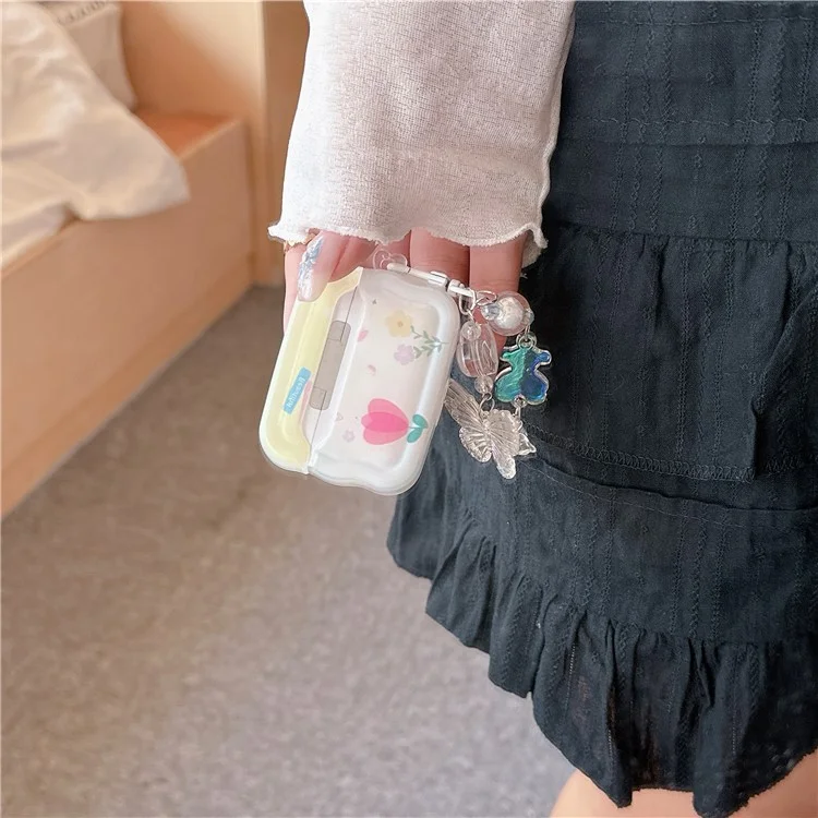 For Apple AirPods Pro 2 / AirPods Pro Bluetooth-compatible Earphones Cover Butterfly and Flower TPU Case with Pendant