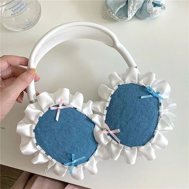 1 Paar für AirPods Max Schutzhülle Stoff+TPU Kopfhörerhülle Schleifendesign - Blau