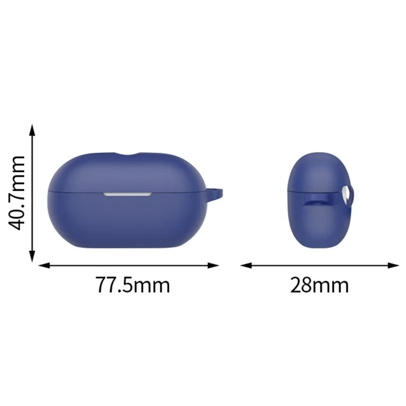 For Beats Solo Buds Silicone Case Anti-scratch Bluetooth-compatible Headphone Cover with Hanging Buckle - Dark Blue