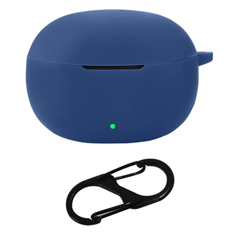 For vivo iQOO TWS 1i Case Soft Silicone Bluetooth-compatible Earphone Protective Cover with Buckle - Dark Blue
