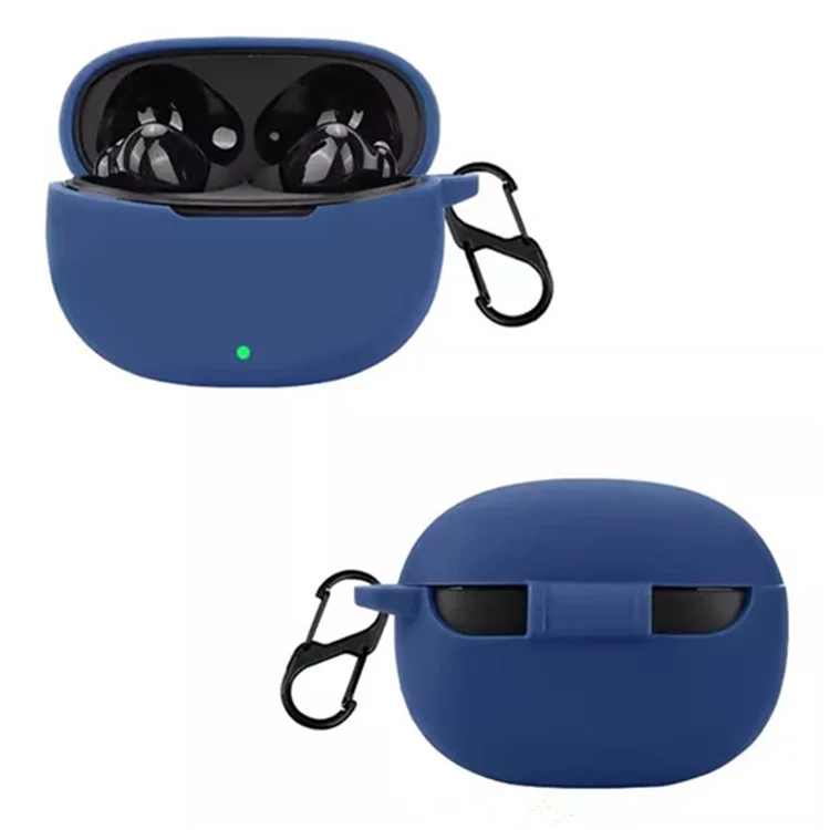 For vivo iQOO TWS 1i Case Soft Silicone Bluetooth-compatible Earphone Protective Cover with Buckle - Dark Blue