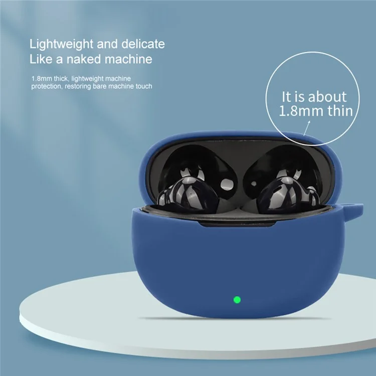 For vivo iQOO TWS 1i Case Soft Silicone Bluetooth-compatible Earphone Protective Cover with Buckle - Dark Blue