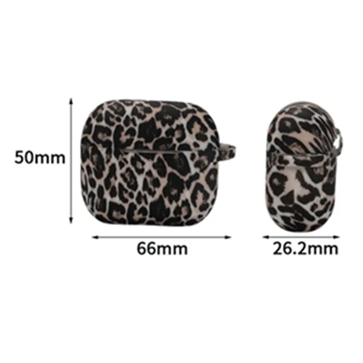 Pour le boîtier de charge en silicone avec boucle pour Apple AirPods 3, motif imprimé léopard, étui de protection TWS Earbuds