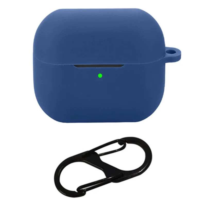 For Samsung Galaxy Buds3 Silicone Case Bluetooth-compatible Earphone Protective Cover with Anti-Lost Buckle - Dark Blue