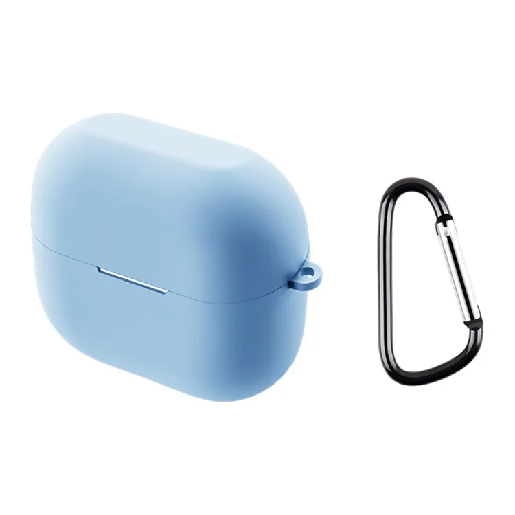 For Samsung Galaxy Buds3 / Buds3 Pro Silicone Case Bluetooth-compatible Earphone Cover with Carabiner - Blue