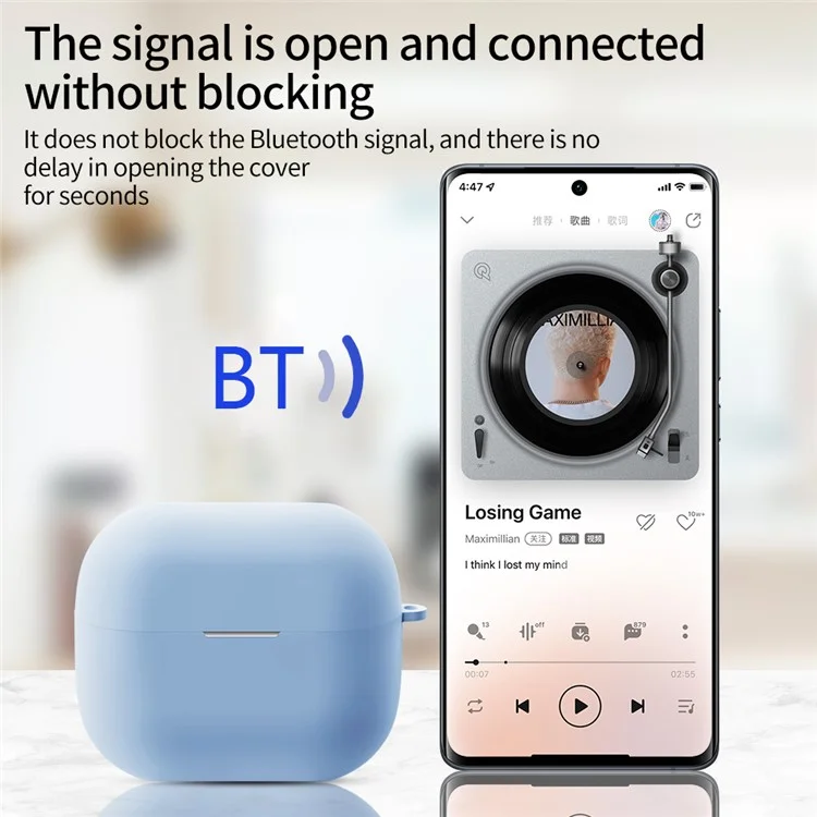 For Samsung Galaxy Buds3 / Buds3 Pro Silicone Case Bluetooth-compatible Earphone Cover with Carabiner - Blue