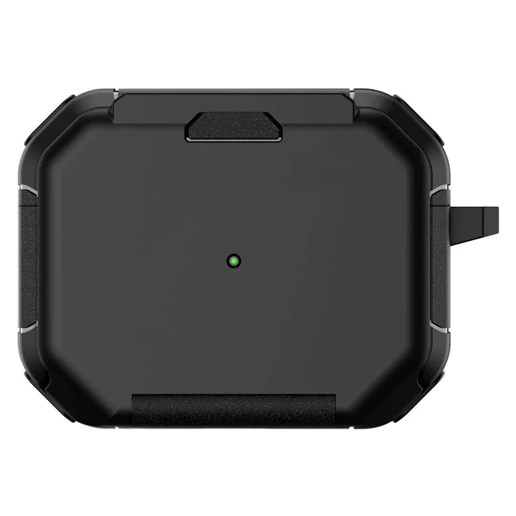 Für Apple AirPods Pro Case Flip Stand PC+TPU Anti-Drop Kopfhörer-Cover mit Karabiner - Schwarz