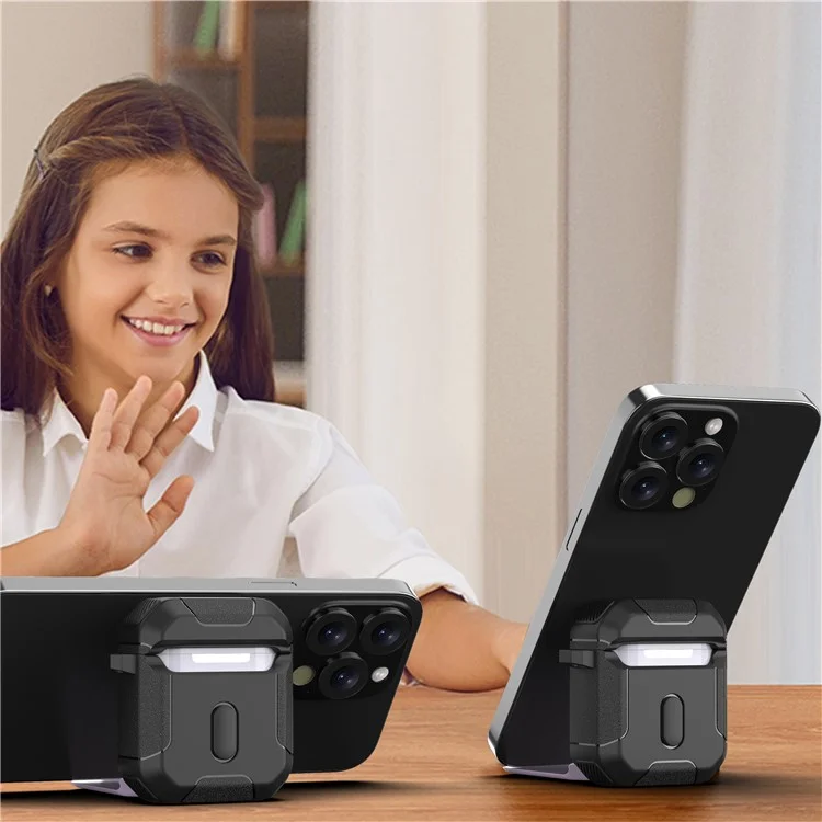 For Apple AirPods with Wireless Charging Case (2019) / AirPods with Charging Case (2019) / (2016) Case PC+TPU Cover - Purple