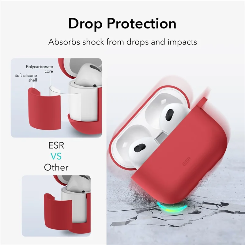 ESR Bounce Carrying Series Case for Apple AirPods 3 Bluetooth-compatible Earbuds TPU+PC Protective Cover