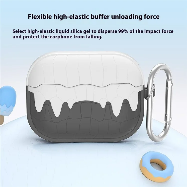 Para Apple AirPods 3 Auriculares Bluetooth Funda protectora suave de silicona con hebilla colgante - Gris oscuro
