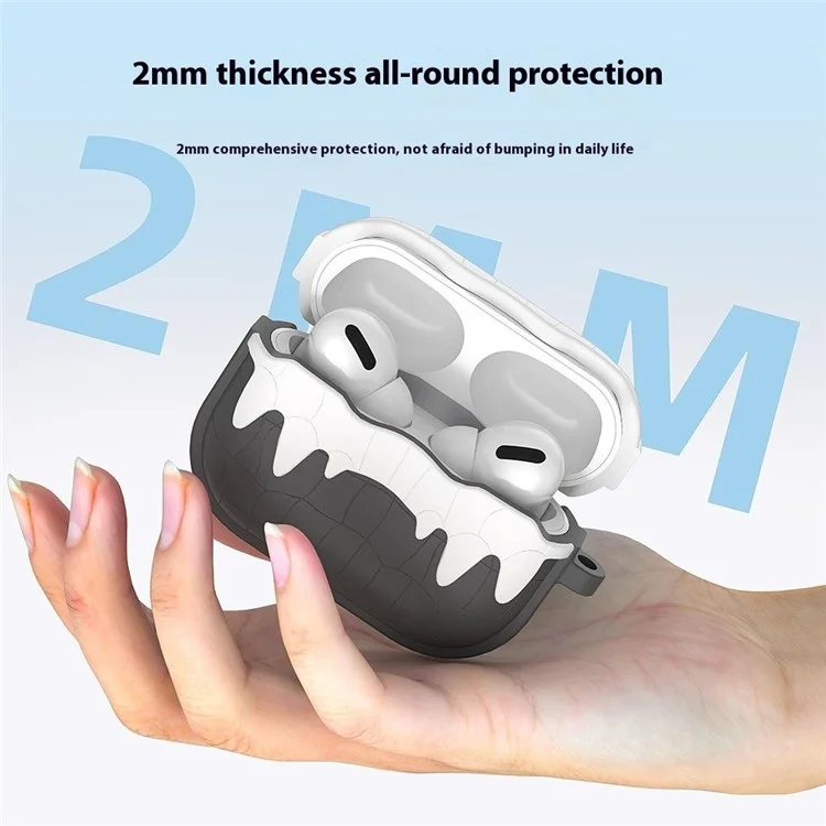 Para Apple AirPods 3 Auriculares Bluetooth Funda protectora suave de silicona con hebilla colgante - Gris oscuro