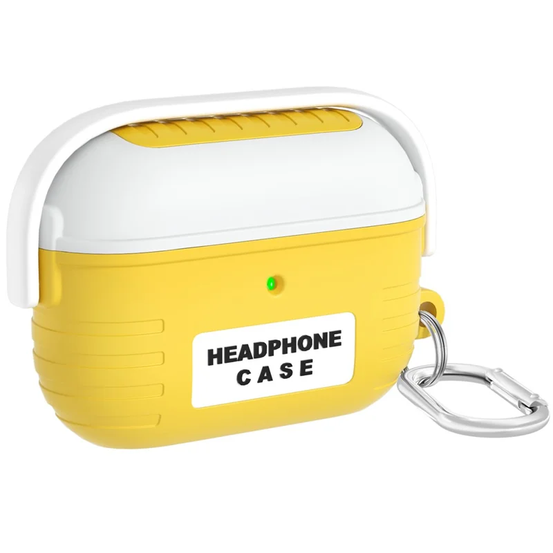 For Apple AirPods 3 Bluetooth-compatible Earphones Anti-Drop Silicone Case with Hanging Buckle - Yellow
