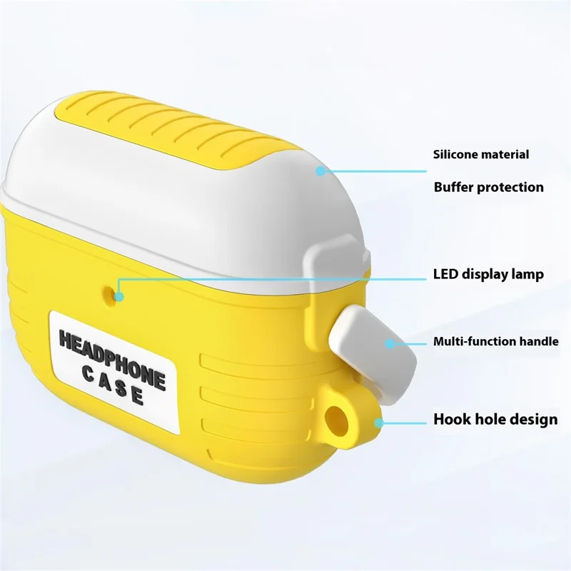 For Apple AirPods 3 Bluetooth-compatible Earphones Anti-Drop Silicone Case with Hanging Buckle - Yellow