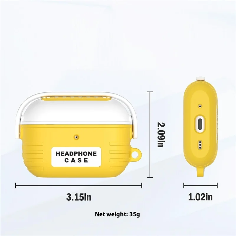 For Apple AirPods 3 Bluetooth-compatible Earphones Anti-Drop Silicone Case with Hanging Buckle - Yellow