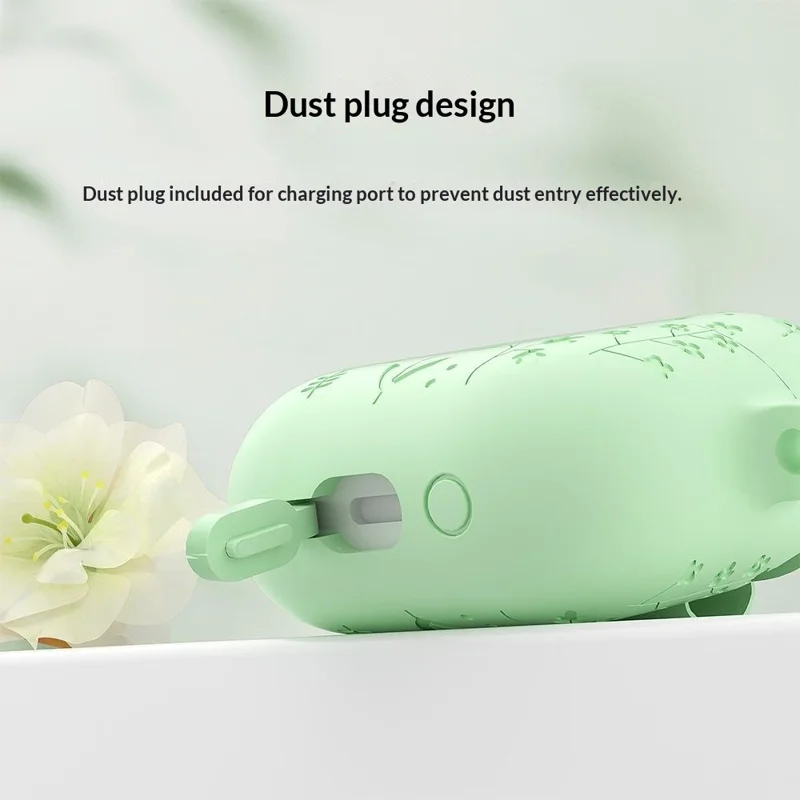 For Samsung Galaxy Buds3 Pro / Buds3 Bluetooth-compatible Earphones Flower Pattern Liquid Silicone Case with Hanging Buckle - Dark Grey