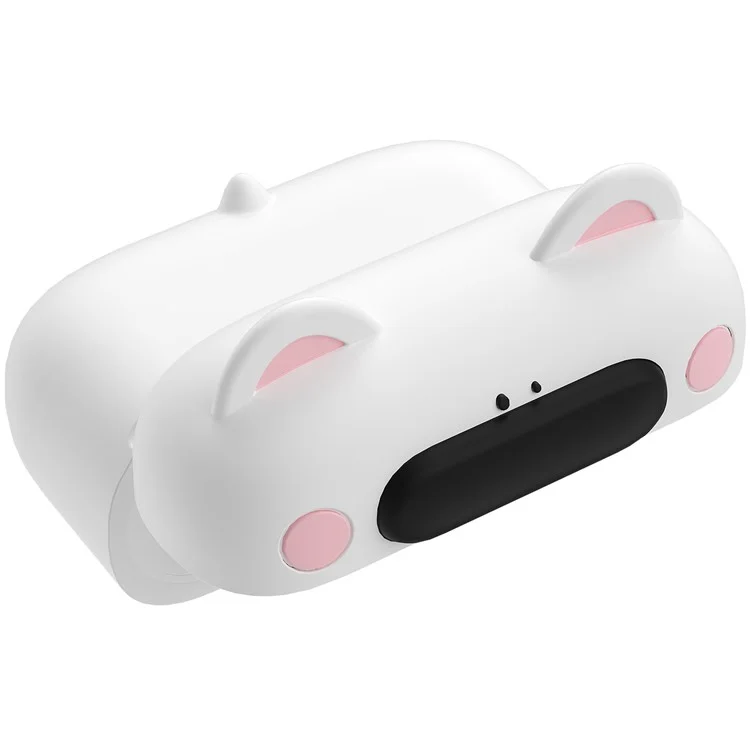 For Apple AirPods Pro 2 / AirPods Pro Bluetooth-compatible Earphones Cartoon Animal Liquid Silicone Case with Hanging Buckle - White