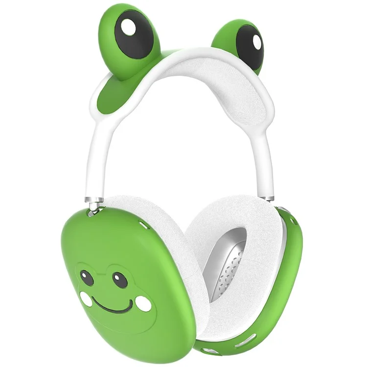 Per AirPods Max Frog Design Liquid Silicone Headphone Earmuff Shell + Headbeam Cover - Verde